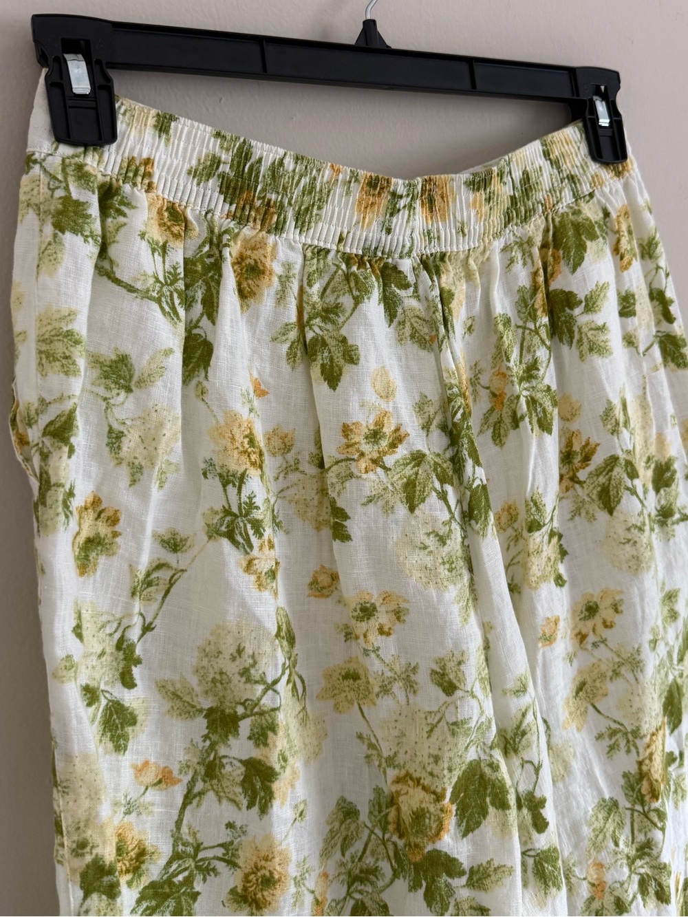 Laura Ashley Yellow & Green Floral Wide-Leg Linen Blend size medium - Picture 4 of 5